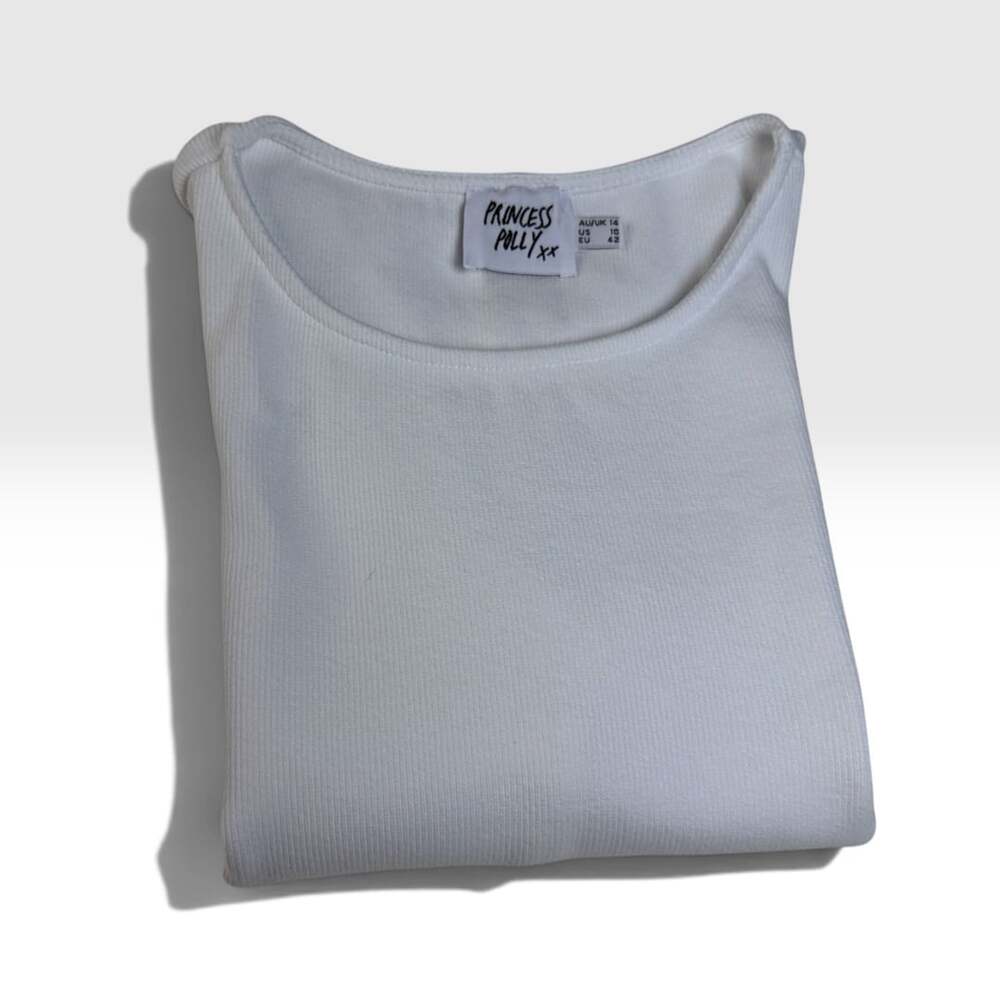 Princess Polly White Ribbed Baby Tee Mini Dress US 10